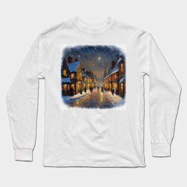 Dickensian Christmas Street Long Sleeve T-Shirt by Graz-Photos